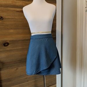 Denim-style wrap skirt